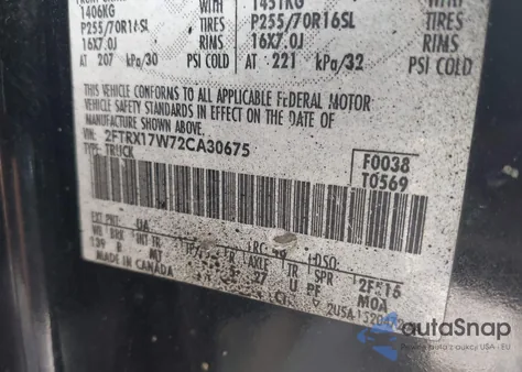 2002 Ford F-150 Lariat/Xl/Xlt z USA, uszkodzony, nr VIN 2FTRX17W72CA30675